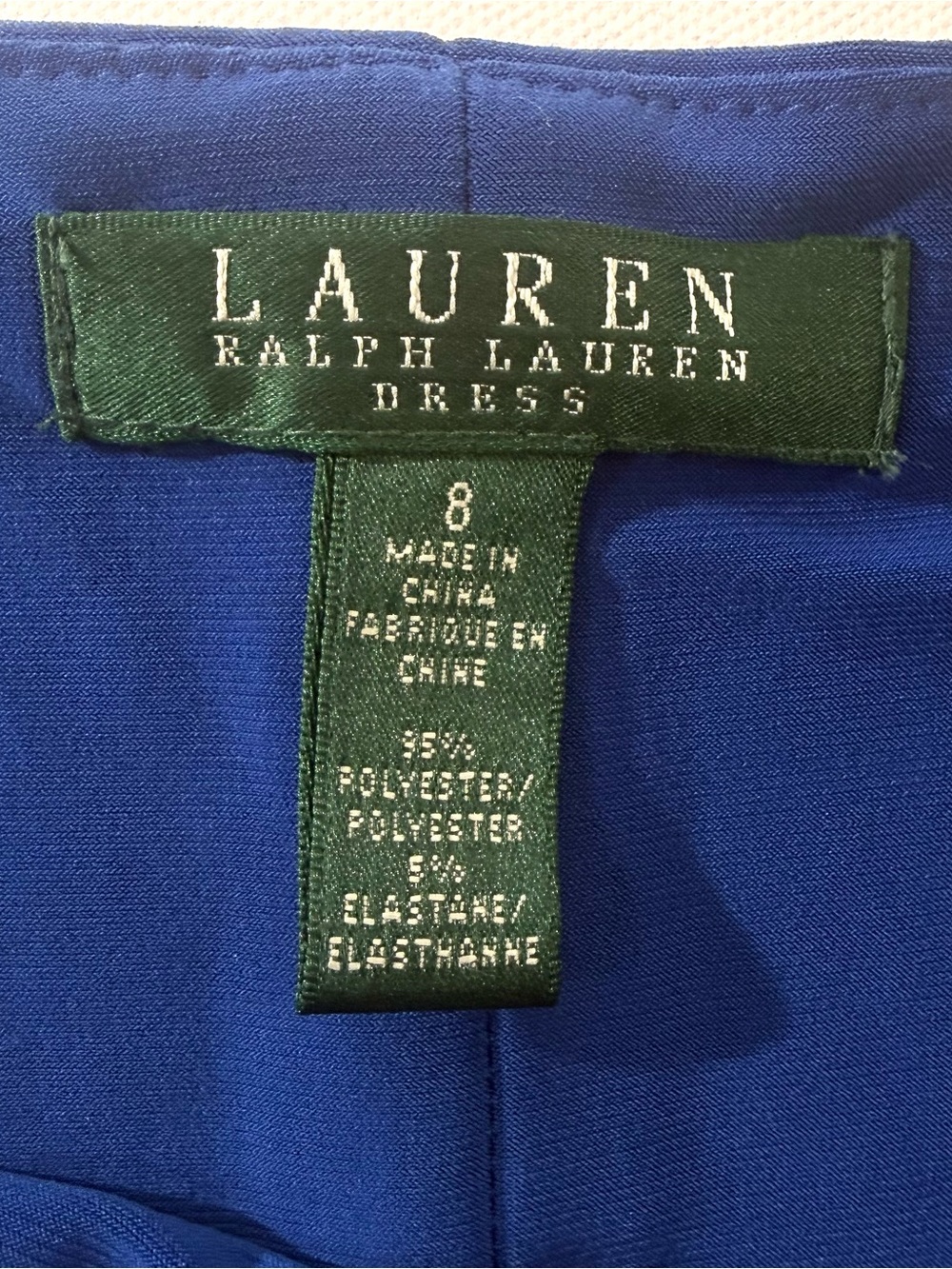 Lauren Ralph Lauren Blue Ruched Twist Sheath Dress Size 8 Midi Career Cocktail - Picture 8 of 8